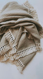 Lace Trim Muslin Blanket - Beige