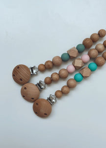 Wooden Bead Pacifier Clip