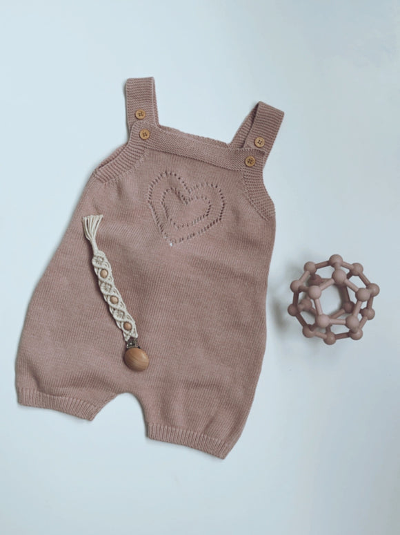 Cotton Knitted Heart Romper with Bunny Ears