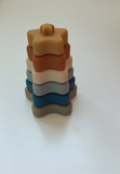 Silicone Star Stacking Tower Blue - Brown