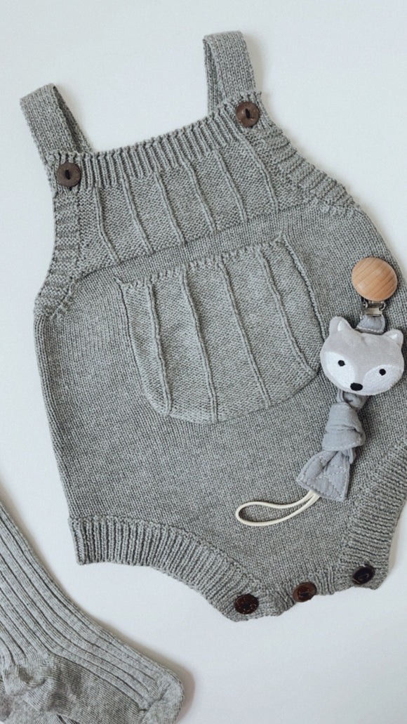 Gray Knitted Cotton Bodysuit