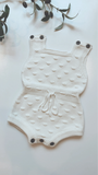 Sleeveless White Knitted Onesie